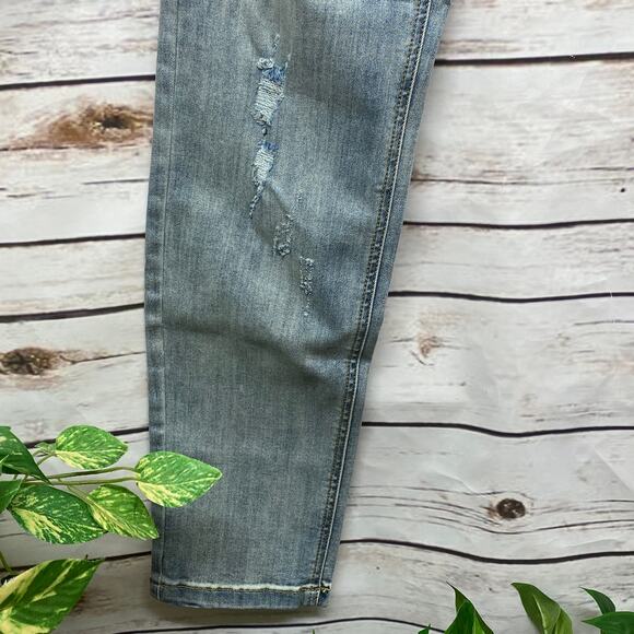 Men's Z ZLZ Distressed Skinny Fit Denim Blue Jeans 30W NWT 30x32 Ripped Stretch - Picture 6 of 11